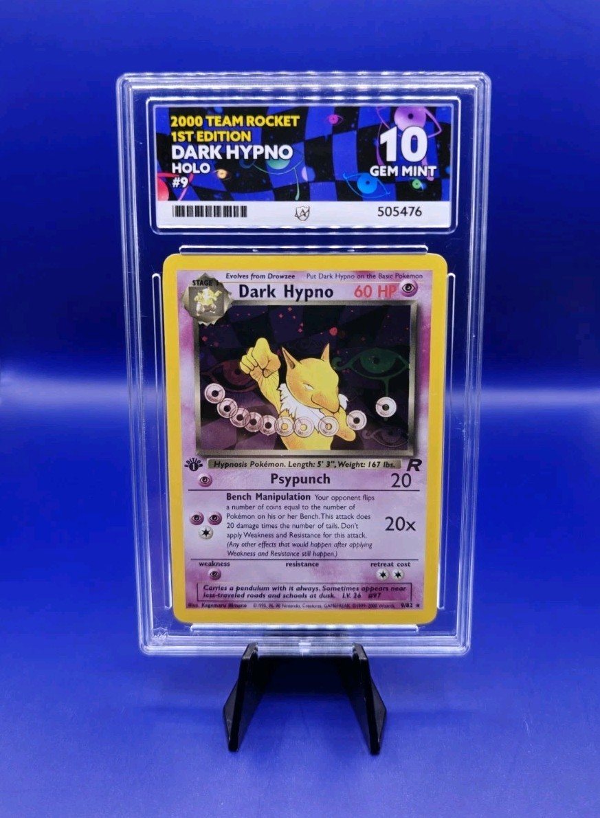 Dark Hypno 9/82 1st Edition Team Rocket Holo Pokémon Card WOTC TCG 1999 ACE 10 – Photo 1