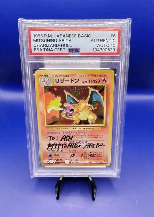 Charizard #6 Japanese Base Set Pokemon Card Signed Mitsuhiro Arita PSA AUTO 10