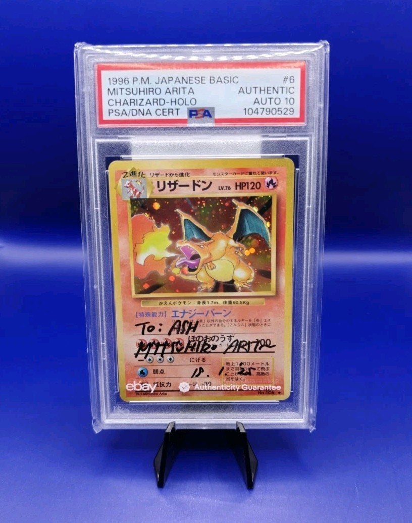 Charizard #6 Japanese Base Set Pokemon Card Signed Mitsuhiro Arita PSA AUTO 10 – Photo 2