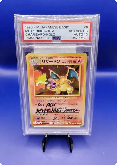 Charizard #6 Japanese Base Set Pokemon Card Signed Mitsuhiro Arita PSA AUTO 10